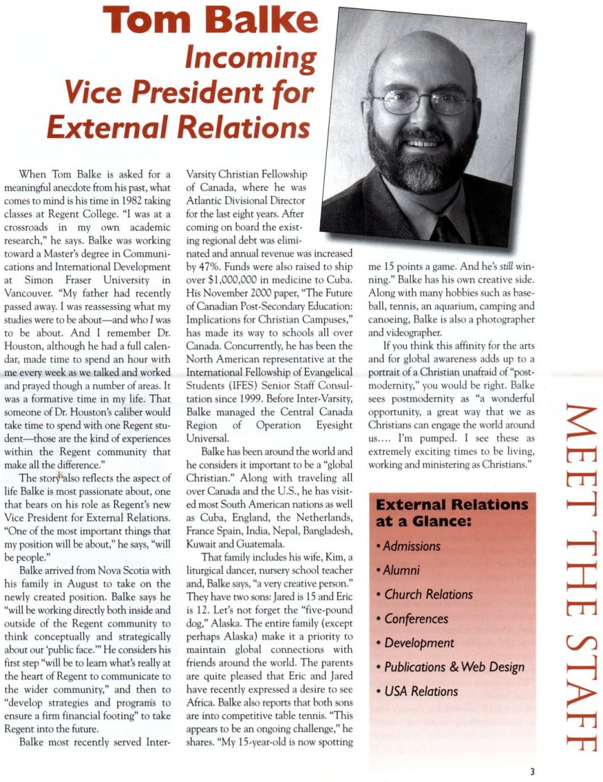 Regent World--profile of Tom Balke